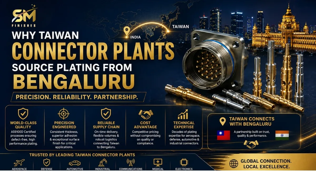 Taiwan connector plating from SM Finishes Bengaluru